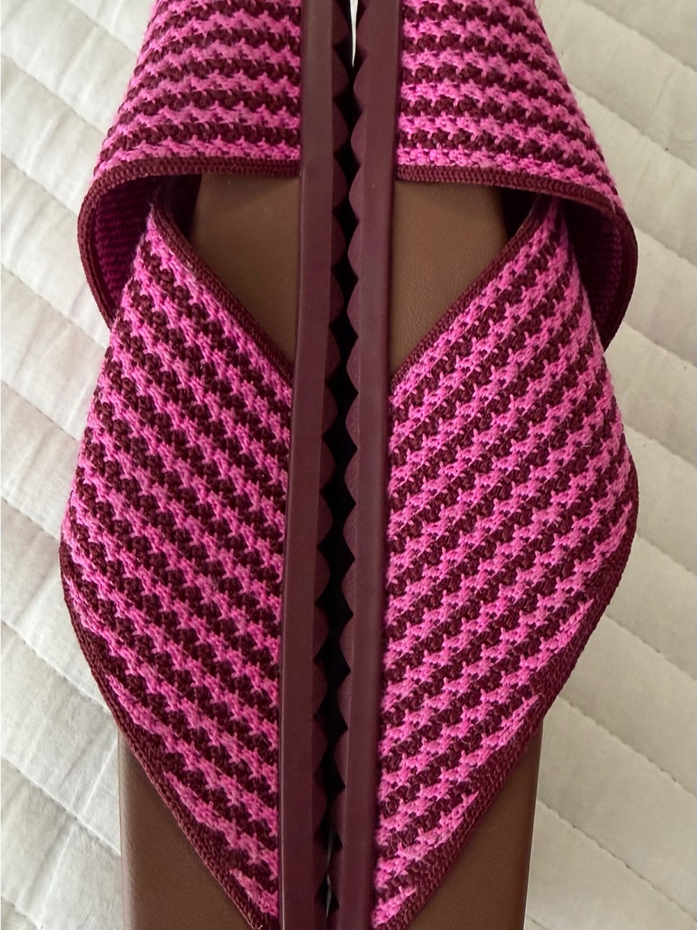Rothys Brown & Pink Striped The Weekend Slide Women's Size 7 - Picture 5 of 12